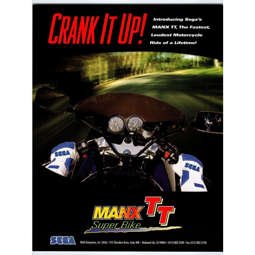 Manx TT Super Bike Video Arcade FLYER Original 1995 Driving Game Art